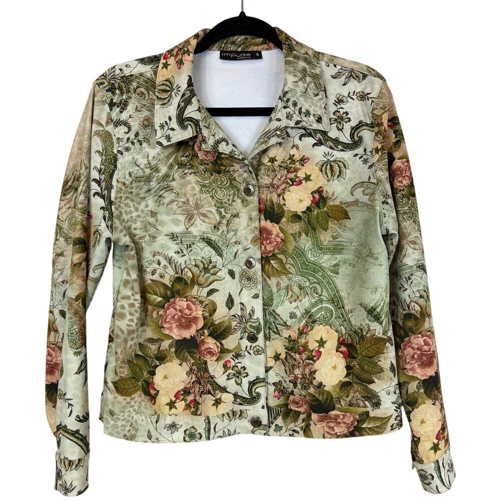 Impulse California Multicolored Floral Pattern Button Up Statement Jacket Size S